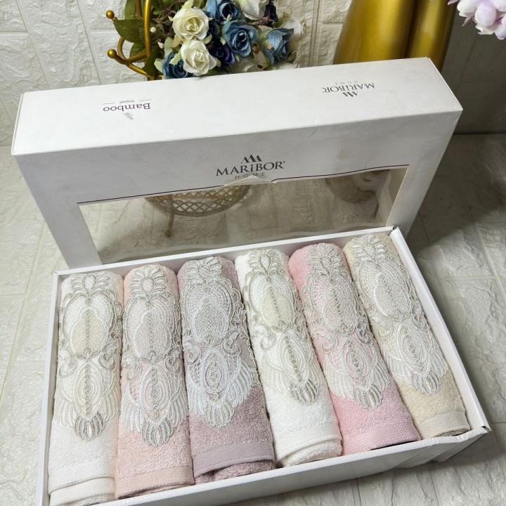 FRANSIZ GİPÜRLÜ Bambu Havlu 6 Ad. (50X90)