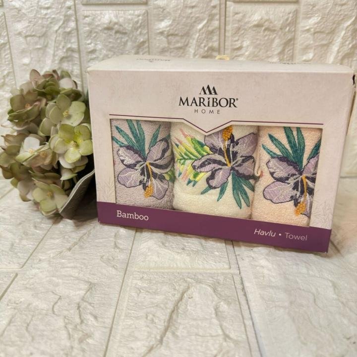 3'lü  Mutfak Havlusu  Nakışlı Bambu 50x30 Cm