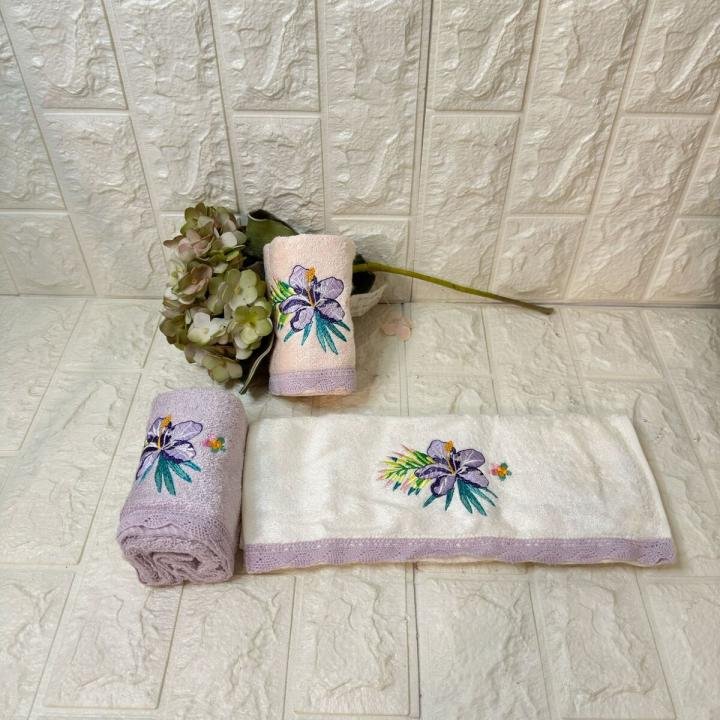 3'lü  Mutfak Havlusu  Nakışlı Bambu 50x30 Cm