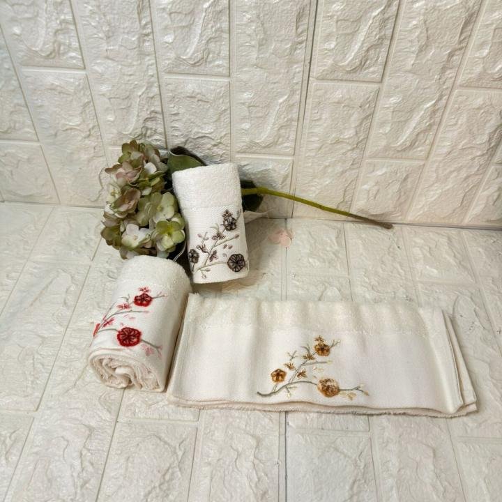 3'lü  Mutfak Havlusu Tafting Nakışlı %100 Pamuk 50x30 Cm