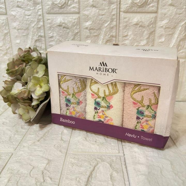 3'lü  Mutfak Havlusu  Nakışlı Bambu 50x30 Cm