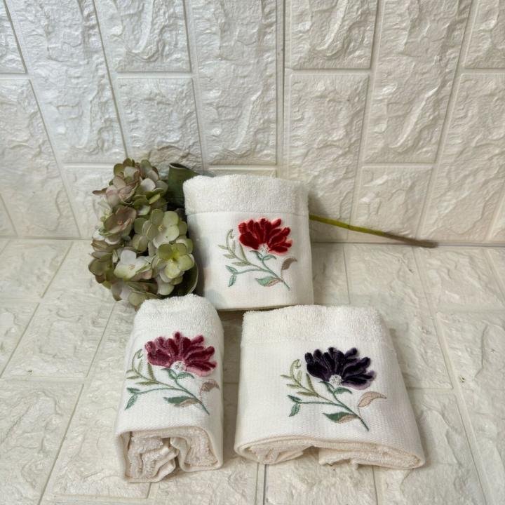 3'lü  Mutfak Havlusu Tafting Nakışlı %100 Pamuk 50x30 Cm
