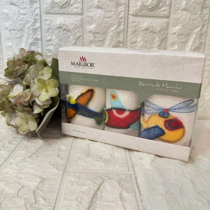 3'lü  Mutfak Havlusu Tafting Nakışlı %100 Pamuk 50x30 Cm