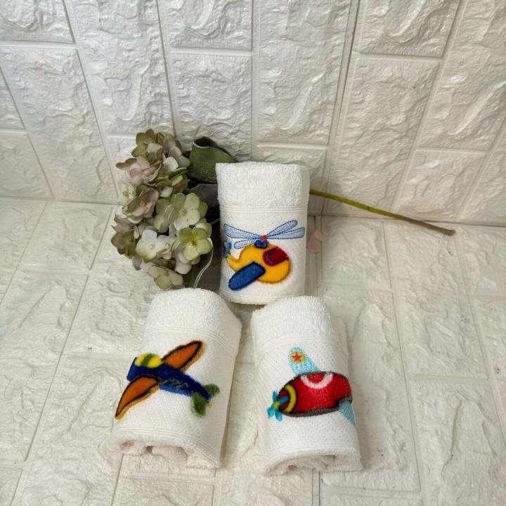 3'lü  Mutfak Havlusu Tafting Nakışlı %100 Pamuk 50x30 Cm