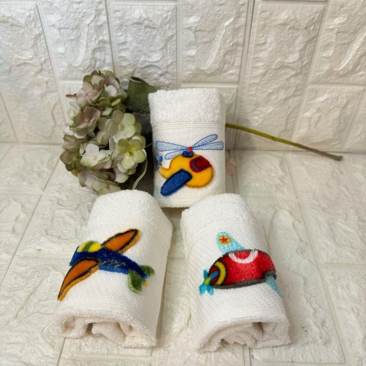 3'lü  Mutfak Havlusu Tafting Nakışlı %100 Pamuk 50x30 Cm