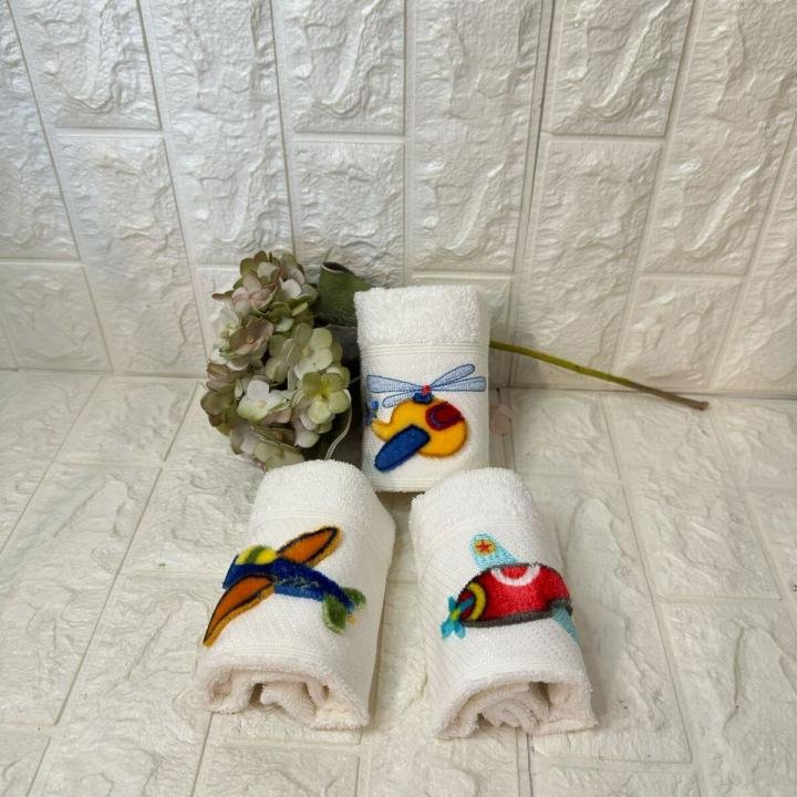 3'lü  Mutfak Havlusu Tafting Nakışlı %100 Pamuk 50x30 Cm