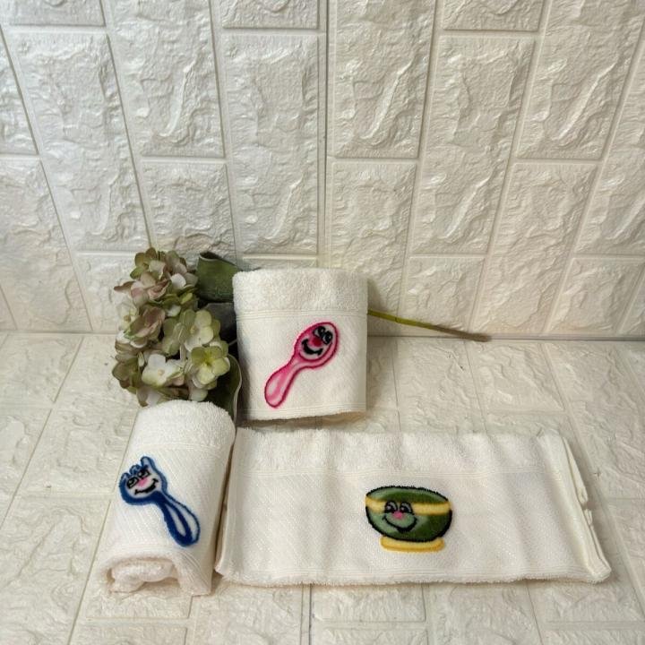 3'lü  Mutfak Havlusu Tafting Nakışlı %100 Pamuk 50x30 Cm