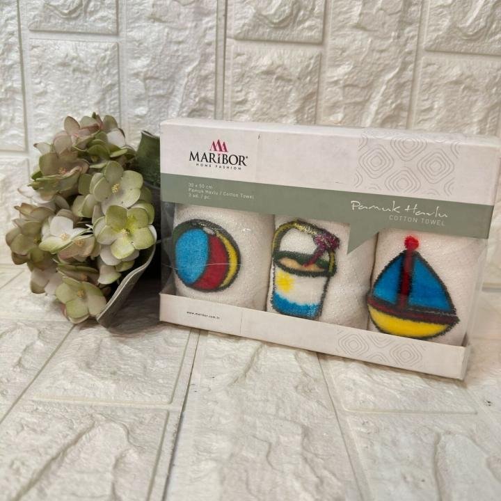 3'lü  Mutfak Havlusu Tafting Nakışlı %100 Pamuk 50x30 Cm