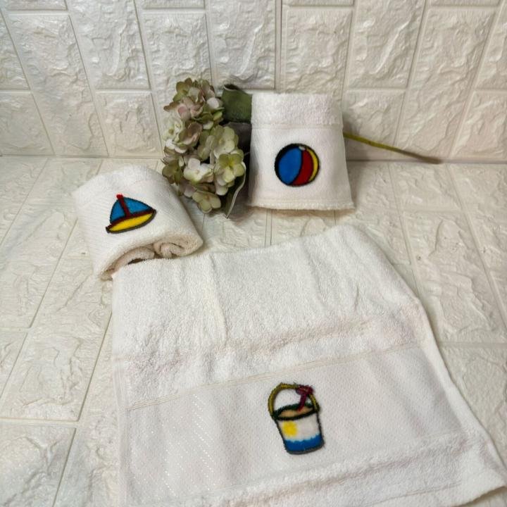 3'lü  Mutfak Havlusu Tafting Nakışlı %100 Pamuk 50x30 Cm