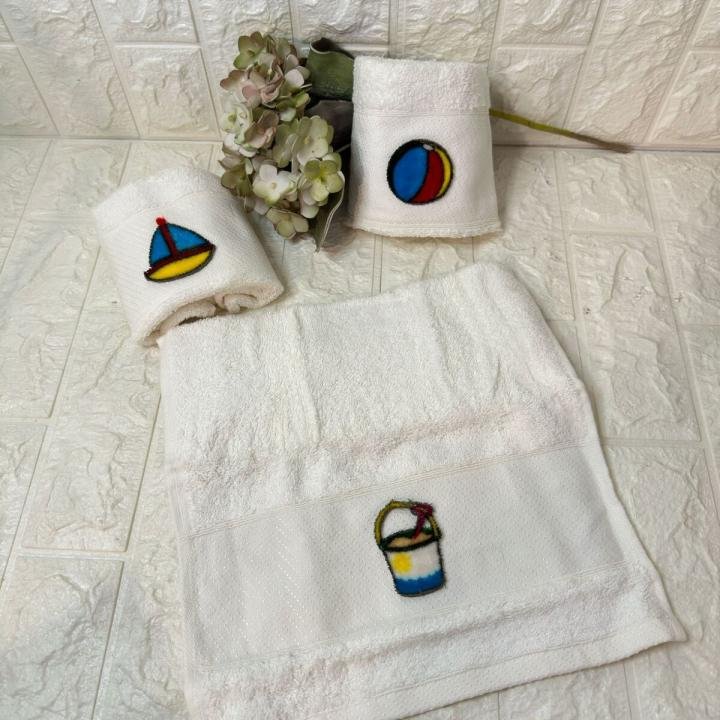 3'lü  Mutfak Havlusu Tafting Nakışlı %100 Pamuk 50x30 Cm