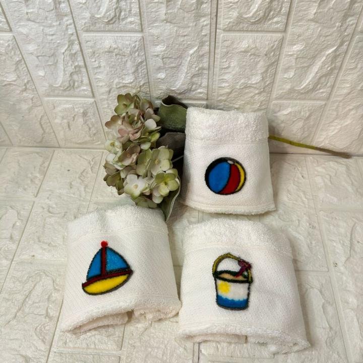 3'lü  Mutfak Havlusu Tafting Nakışlı %100 Pamuk 50x30 Cm