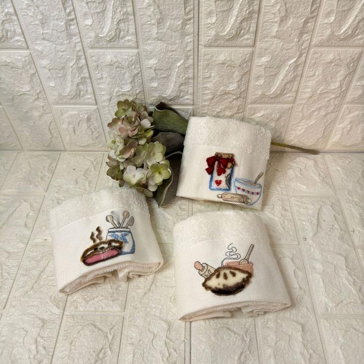 3'lü  Mutfak Havlusu Tafting Nakışlı %100 Pamuk 50x30 Cm