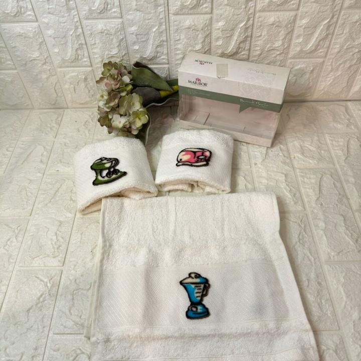 3'lü  Mutfak Havlusu Tafting Nakışlı %100 Pamuk 50x30 Cm