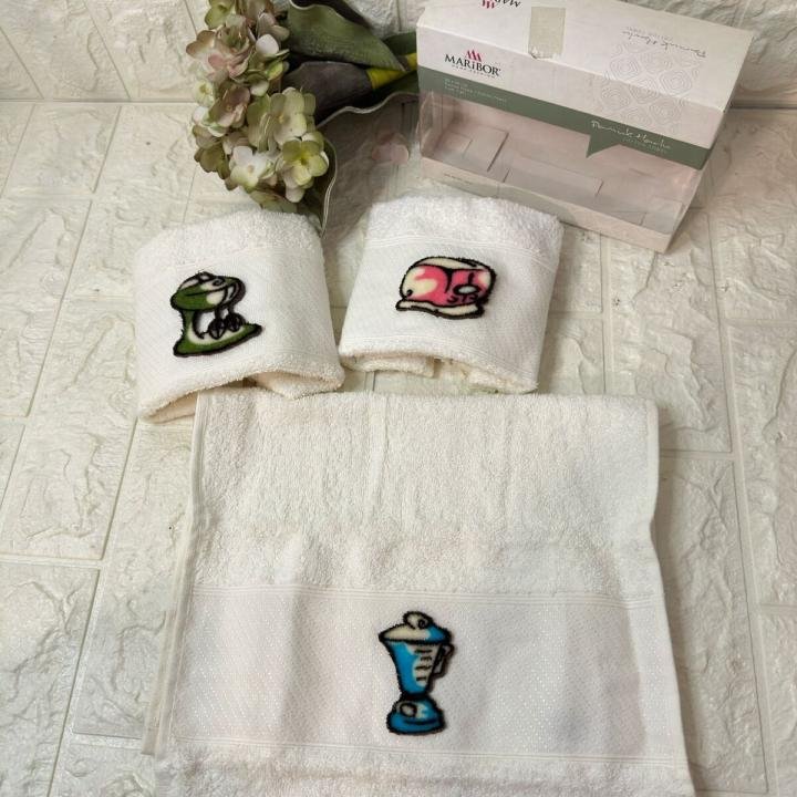 3'lü  Mutfak Havlusu Tafting Nakışlı %100 Pamuk 50x30 Cm