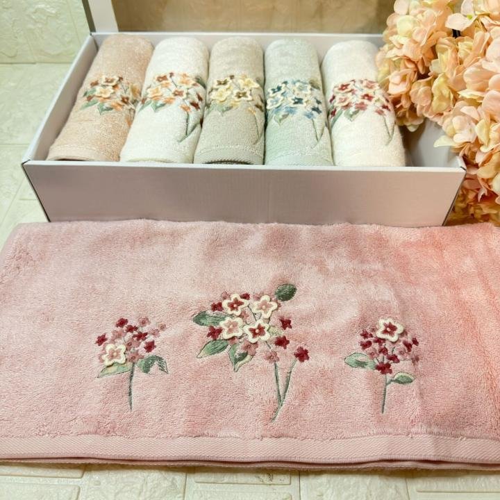 BETTY-3d Nakışlı Bambu Havlu 6 Ad. (50X90)