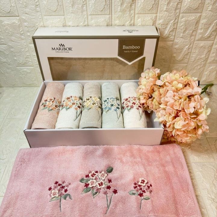 BETTY-3d Nakışlı Bambu Havlu 6 Ad. (50X90)