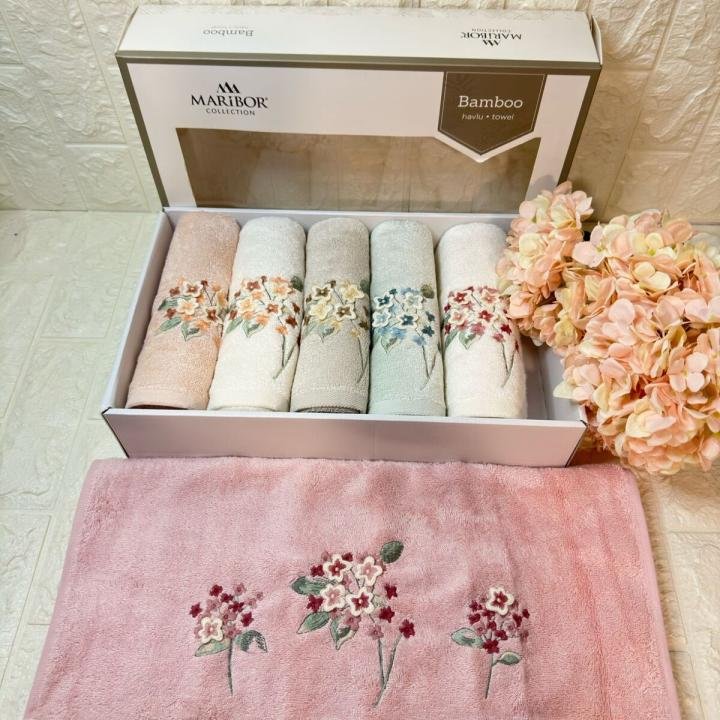 BETTY-3d Nakışlı Bambu Havlu 6 Ad. (50X90)