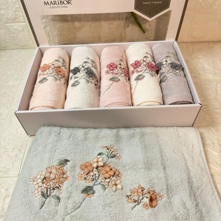 LİZZY-3d Nakışlı Bambu Havlu 6 Ad. (50X90)