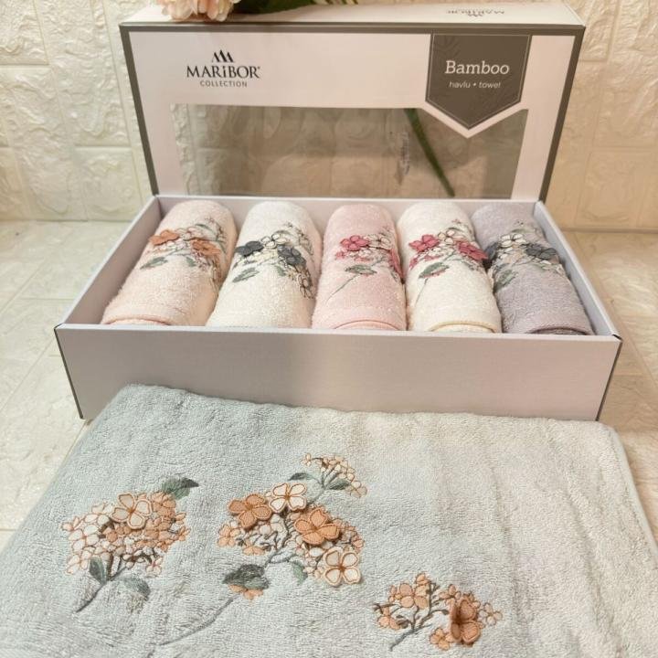 LİZZY-3d Nakışlı Bambu Havlu 6 Ad. (50X90)