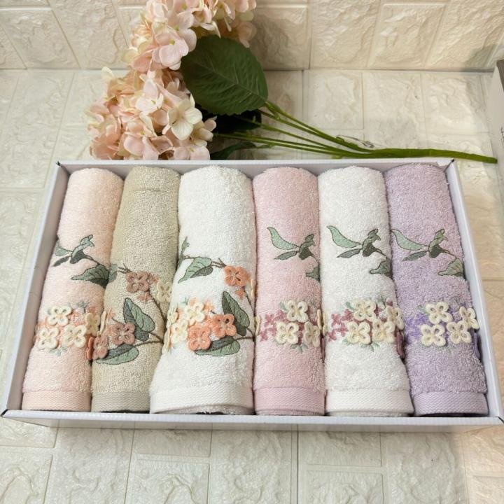 LİZZY-3d Nakışlı Bambu Havlu 6 Ad. (50X90)