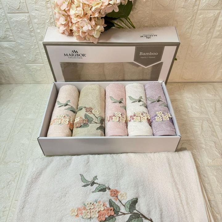 JOVİ-3d Nakışlı Bambu Havlu 6 Ad. (50X90)