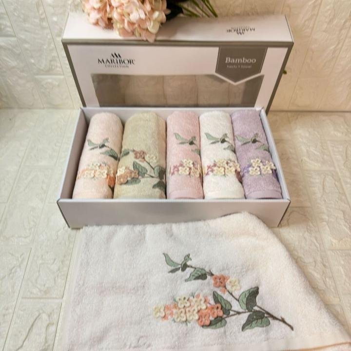 JOVİ-3d Nakışlı Bambu Havlu 6 Ad. (50X90)