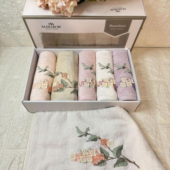 JOVİ-3d Nakışlı Bambu Havlu 6 Ad. (50X90)