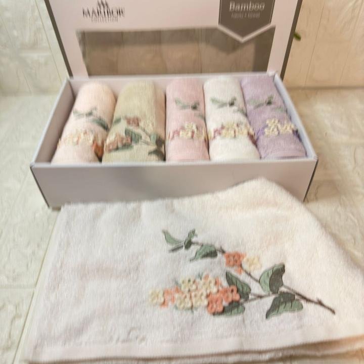 JOVİ-3d Nakışlı Bambu Havlu 6 Ad. (50X90)