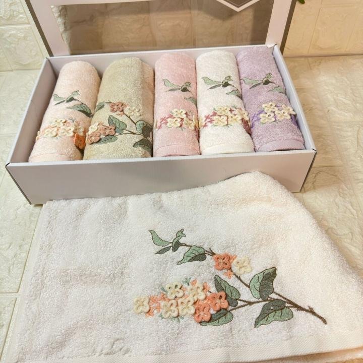 JOVİ-3d Nakışlı Bambu Havlu 6 Ad. (50X90)