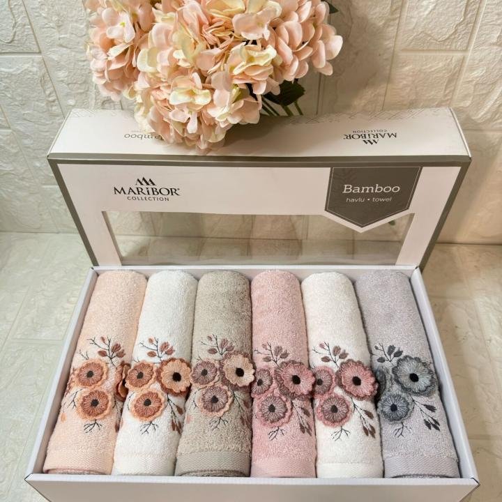 ROLİN-3d Nakışlı Bambu Havlu 6 Ad. (50X90)