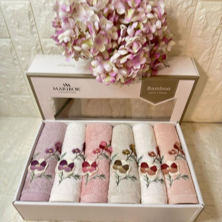 SOLİTA-3d Nakışlı Bambu Havlu 6 Ad. (50X90)