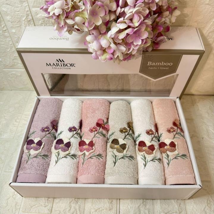 SOLİTA-3d Nakışlı Bambu Havlu 6 Ad. (50X90)