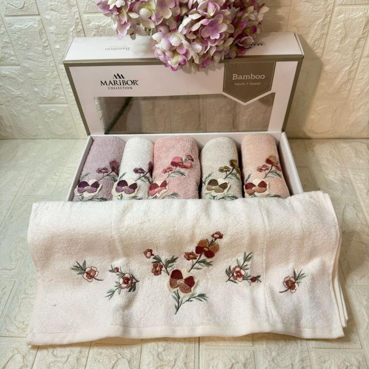 SOLİTA-3d Nakışlı Bambu Havlu 6 Ad. (50X90)