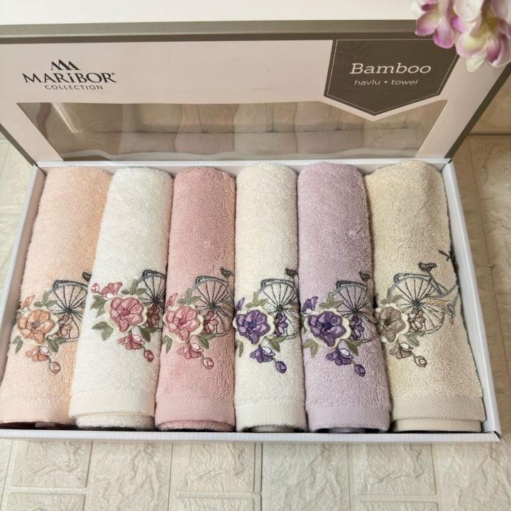 MARGARİTA- 3d Nakışlı Bambu Havlu 6 Ad. (50X90)