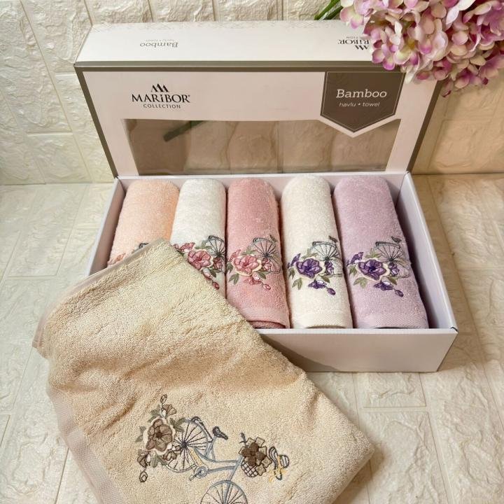 MARGARİTA- 3d Nakışlı Bambu Havlu 6 Ad. (50X90)