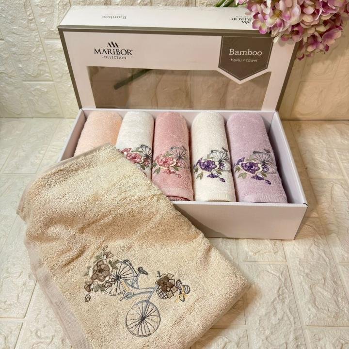 MARGARİTA- 3d Nakışlı Bambu Havlu 6 Ad. (50X90)