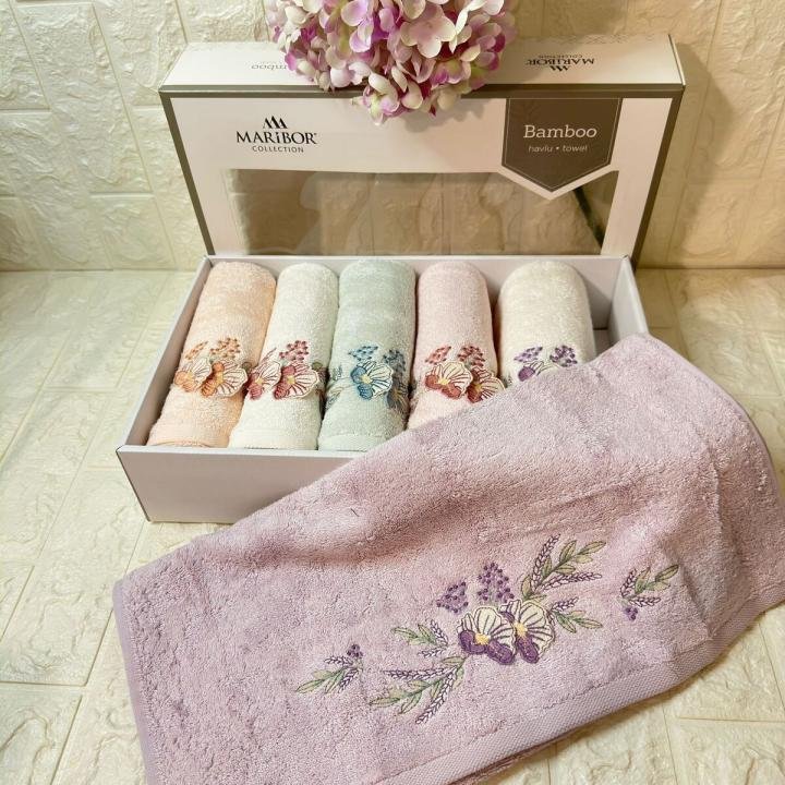 SAFİR- 3d Nakışlı Bambu Havlu 6 Ad. (50X90)