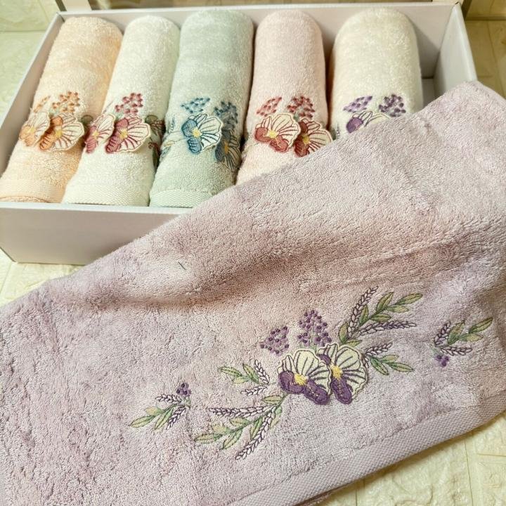 SAFİR- 3d Nakışlı Bambu Havlu 6 Ad. (50X90)