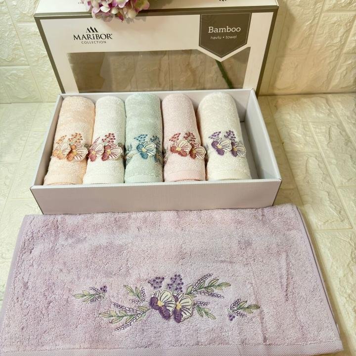SAFİR- 3d Nakışlı Bambu Havlu 6 Ad. (50X90)