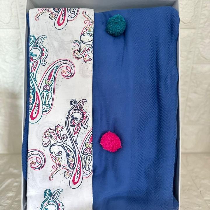 Ponponlu Tek Kişilik Pike Seti - Fancy Lacivert