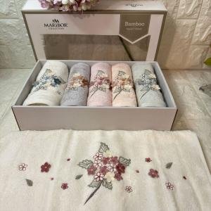 Melinda- 3d Nakışlı Bambu Havlu 6 Ad. (50X90)