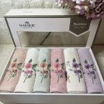 Amber - 3d Nakışlı Bambu Havlu 6 Ad. (50X90)