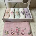 Amber - 3d Nakışlı Bambu Havlu 6 Ad. (50X90)