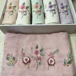 Amber - 3d Nakışlı Bambu Havlu 6 Ad. (50X90)