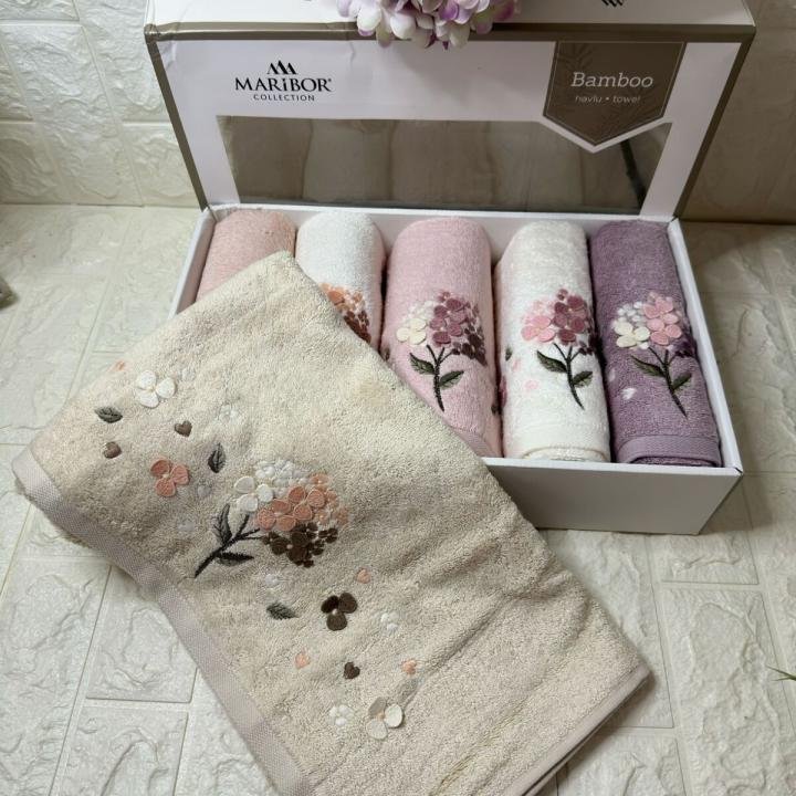 Narissa - 3d Nakışlı Bambu Havlu 6 Ad. (50X90)