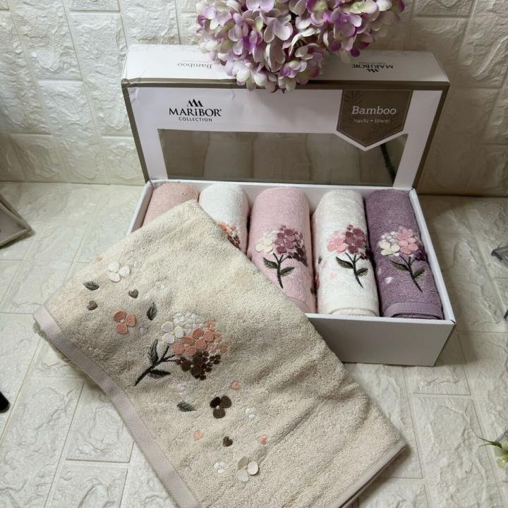 Narissa - 3d Nakışlı Bambu Havlu 6 Ad. (50X90)