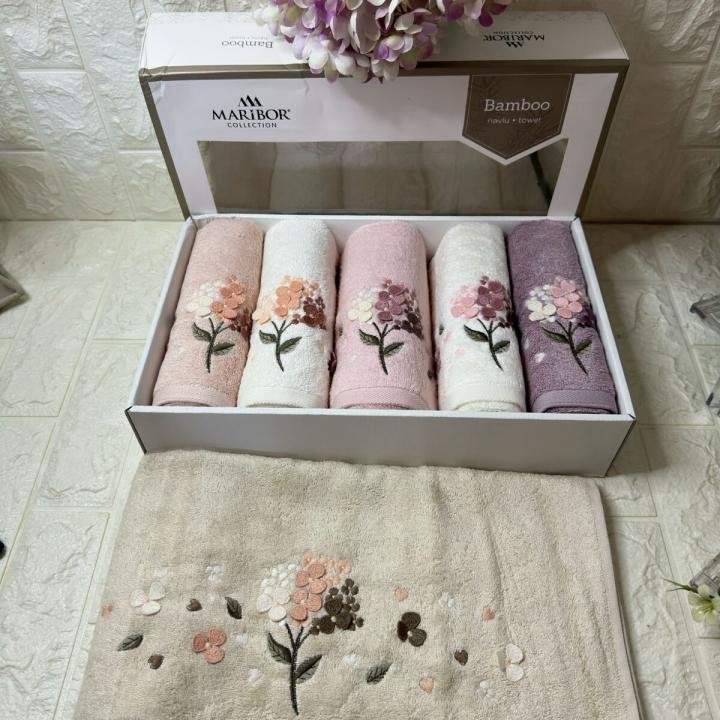 Narissa - 3d Nakışlı Bambu Havlu 6 Ad. (50X90)