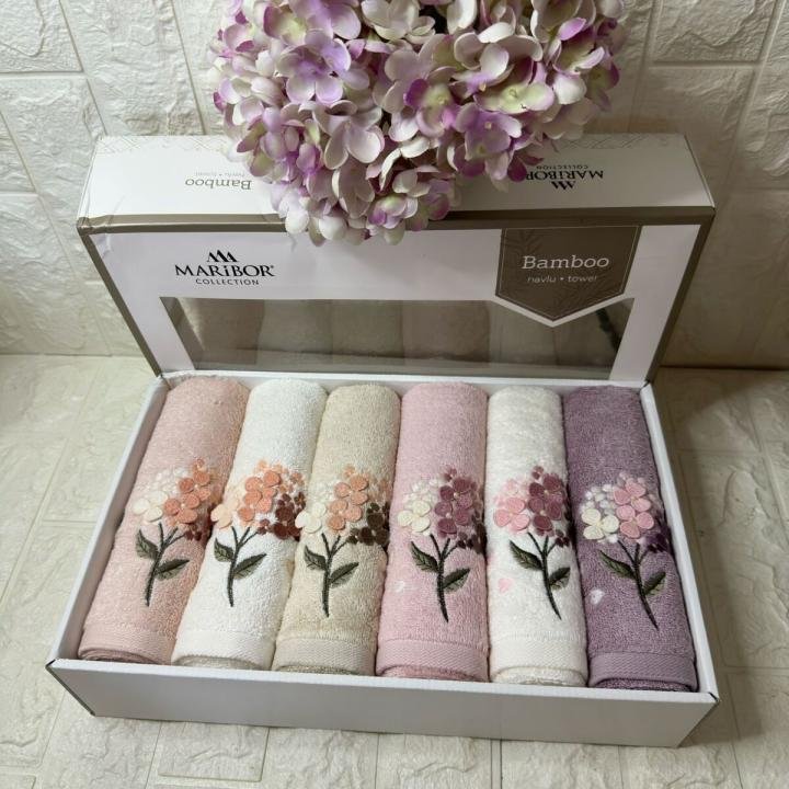 Narissa - 3d Nakışlı Bambu Havlu 6 Ad. (50X90)