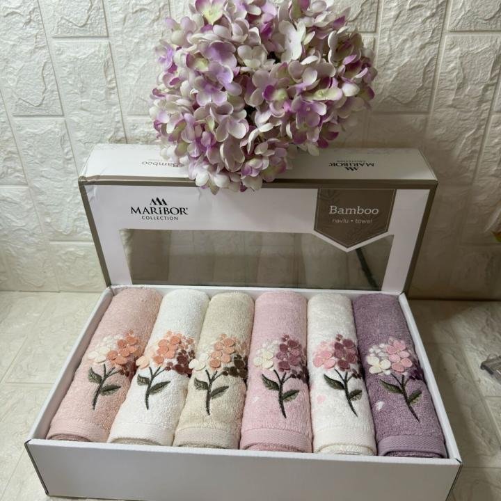 Narissa - 3d Nakışlı Bambu Havlu 6 Ad. (50X90)