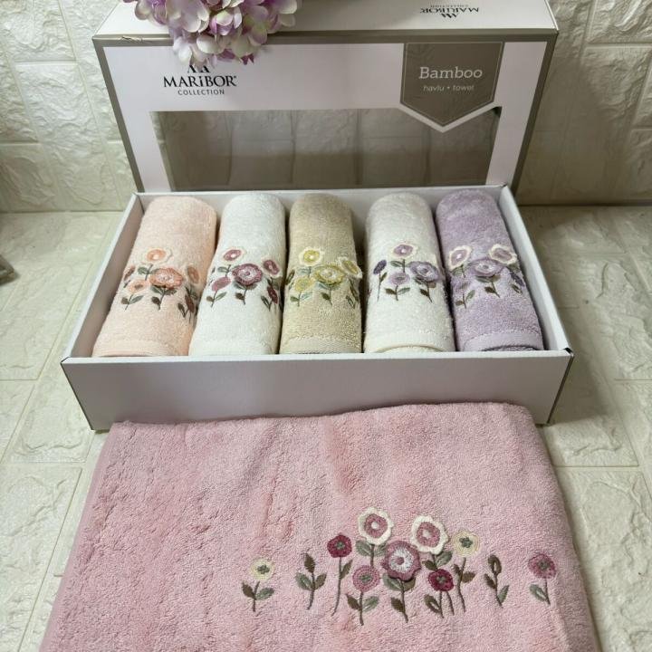 ENZA - 3d Nakışlı Bambu Havlu 6 Ad. (50X90)